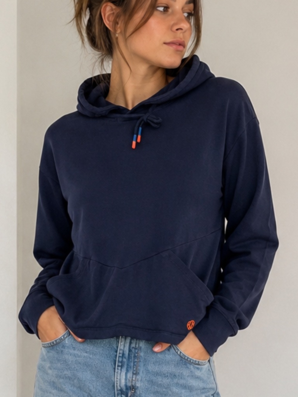 Helen Jon Navy Cotton Hoodie Sweatshirt Pullover Small